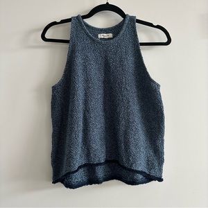 Madewell Blue Knit Swingy Fringe Hem Tank Top